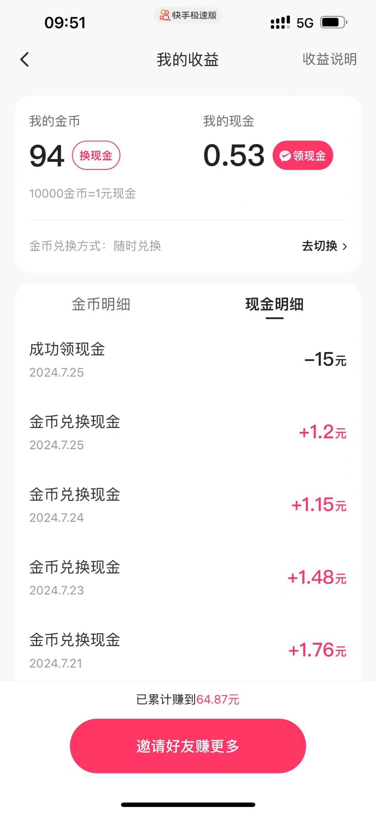 你还在撸4414吗？  快手极速版每天点一点一块钱 快手,4414,6970269703,下载,一点一