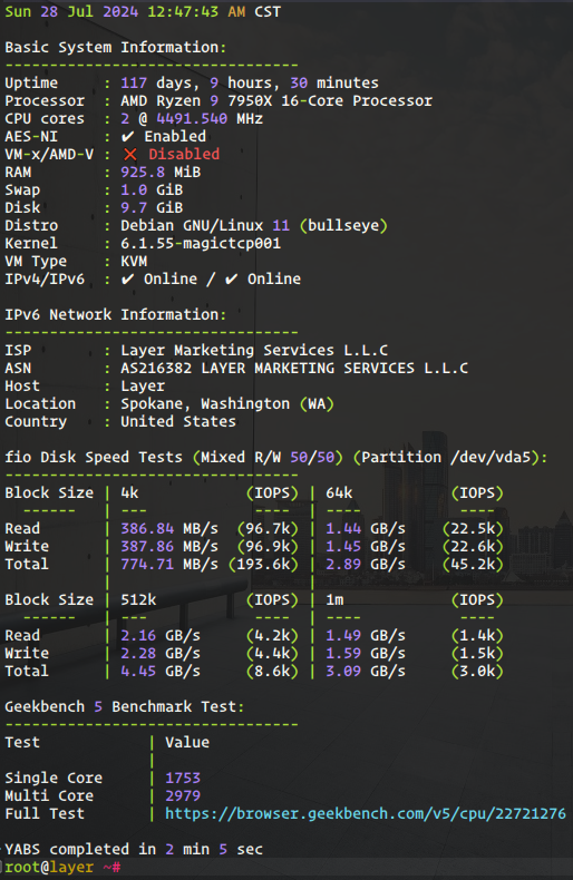 ￥360 出 bytevirt kr $24/yr, 送 layer 1111 2c1g 7950x $11.11/yr 三网,yr,IPv,c1