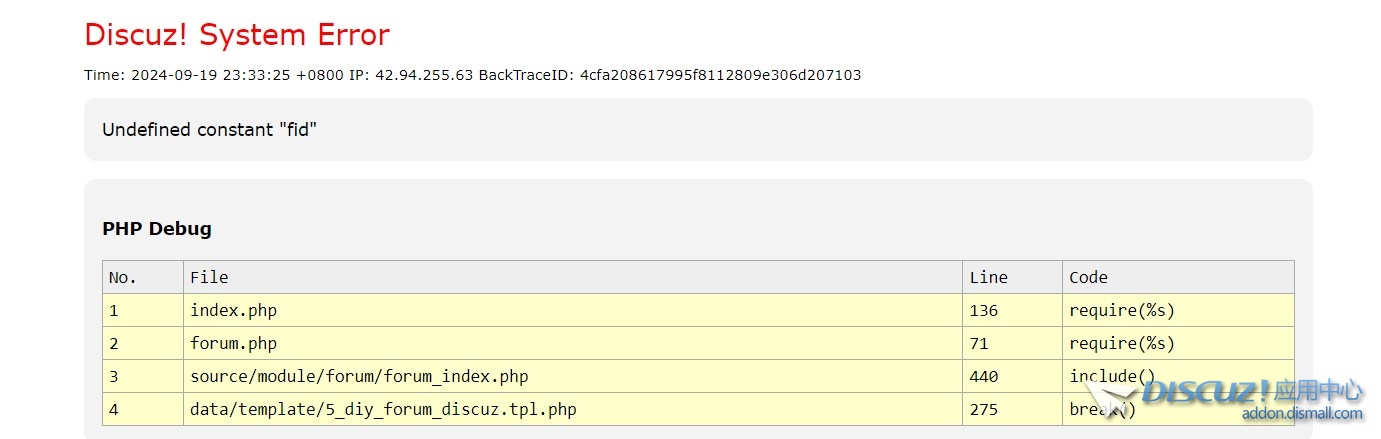 求助大佬 使用模板后报错 Undefined constant "fid"该如何解决
New
 discuz,php,72934