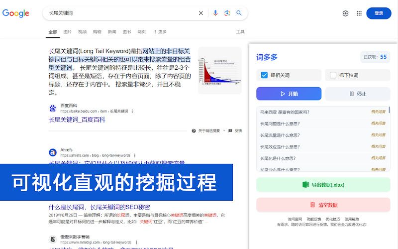 免费的Google SEO 长尾关键词、相关问答关键词和下拉词挖掘工具 