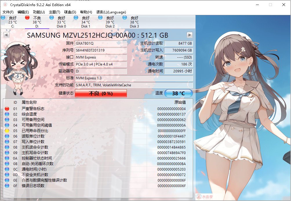 有个固态被我写了7000多TB.....还没挂..... 固态7000mb,固态 chia,固态8000小时